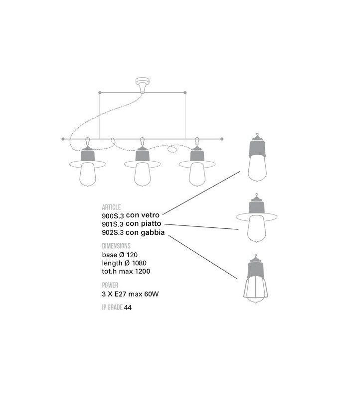 TOSCOT NOVECENTO SOSPENSIONE SINGOLA