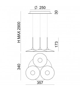 LAMPADA A SOSPENSIONE 3 LUCI LED LINEA LIGHT POE P3 8355