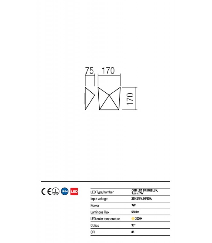 APPLIQUE DA ESTERNO A LED MODERNO REDO KIKO