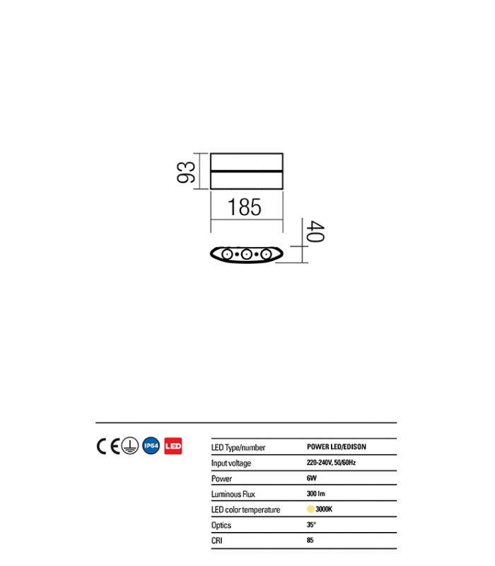 LAMPADA DA PARETE A LED DA ESTERNO REDO FABO 