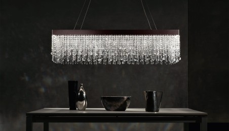 LAMPADARIO A LED CON CRISTALLI ITAMA LIGHT4 ECLISSE LINEARE 100