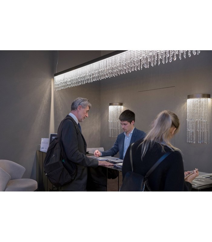 LAMPADARIO A LED CON CRISTALLI ITAMA LIGHT4 ECLISSE LINEARE 100
