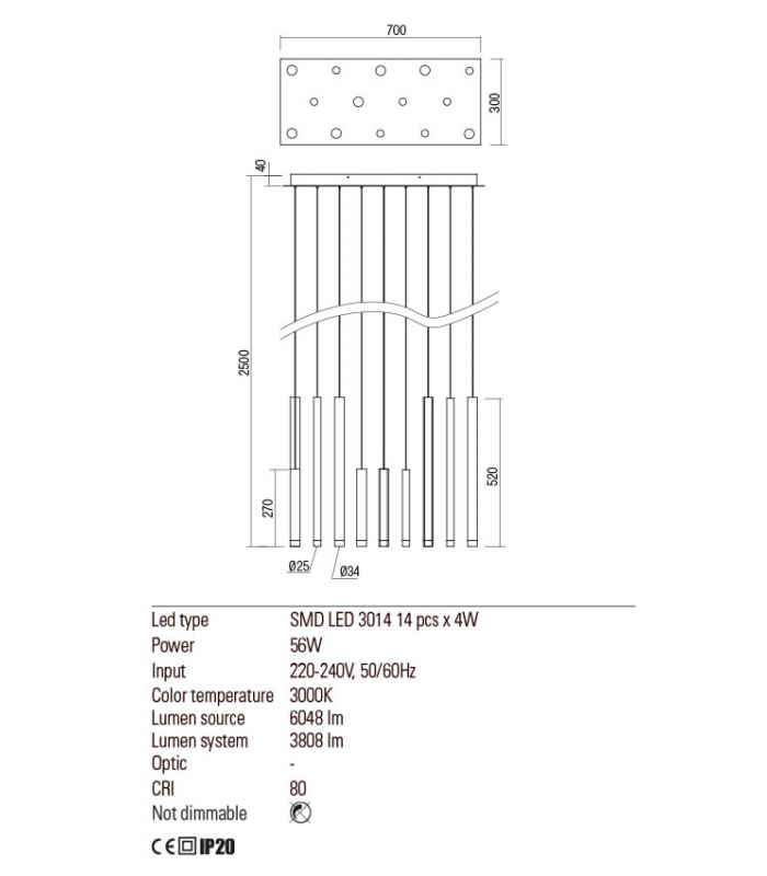 SUSPENSION LAMP REDO MADISON 14 LIGHTS