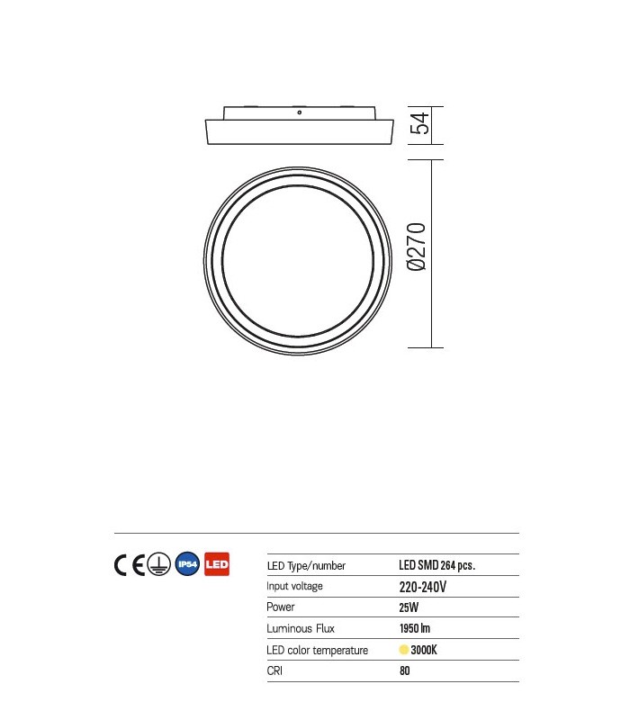 LAMPADA DA SOFFITTO PER ESTERNO REDO BEZEL ROTONDA