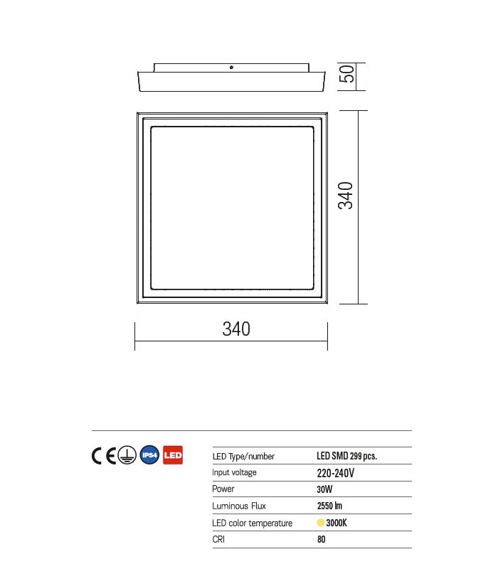 CEILING LAMP FOR EXTERIOR REDO BEZEL SQUARE