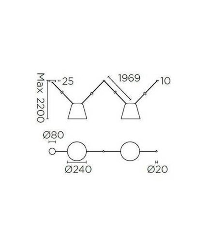 LAMPADA A SOSPENSIONE A DUE LUCI LEDS C4 ATTIC