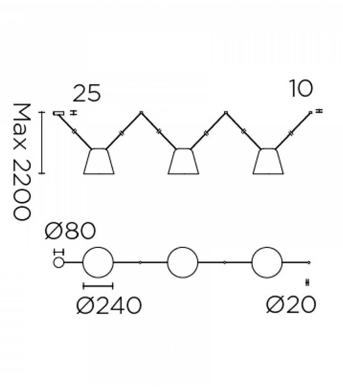 LAMPADA A SOSPENSIONE A TRE LUCI LEDS C4 ATTIC