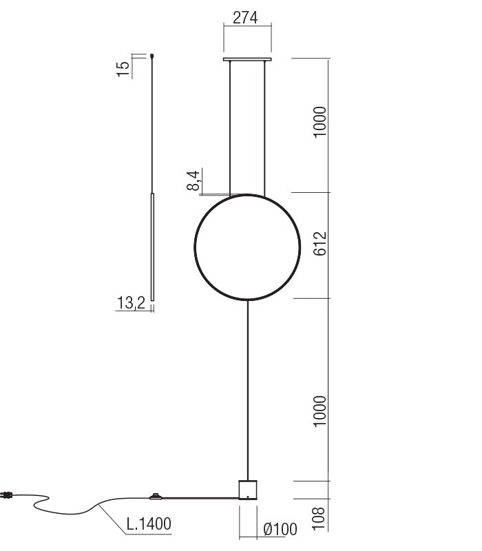 LAMPADA DA TERRA A LED REDO SLICK