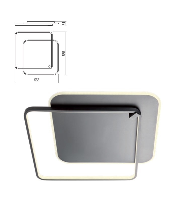 LAMPADA DA SOFFITTO A LED REDO ARP QUADRATA