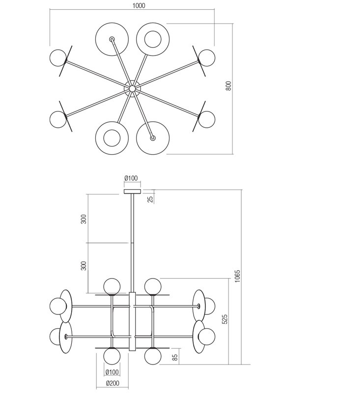 LAMPADA A SOSPENSIONE REDO PLATO OTTO LUCI