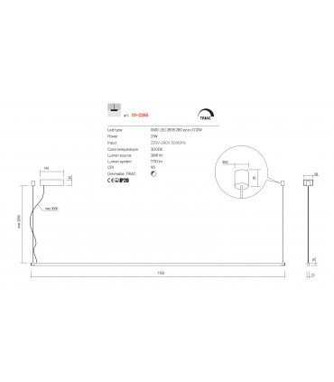 LAMPADA A SOSPENSIONE BARRA LED REDO ACROBAT
