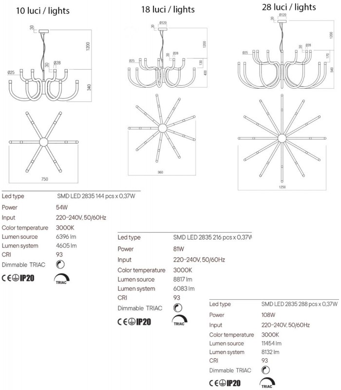 CHANDELIER REDO LUXOR 01-3231