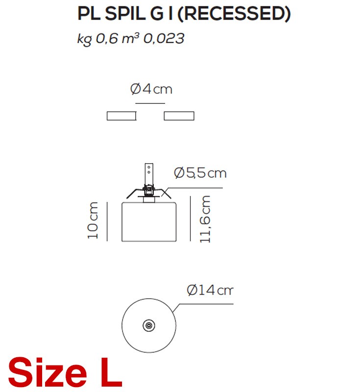 LAMPADA DA SOFFITTO AD INCASSO AXO LIGHT SPILLRAY PL PI