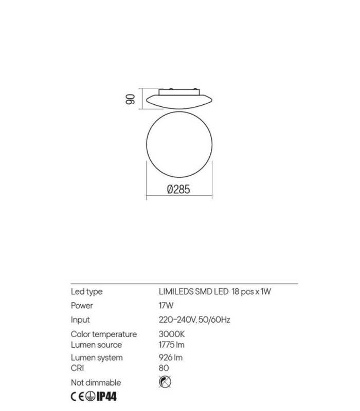 PLAFONIERA DA SOFFITTO LED ANTIBA