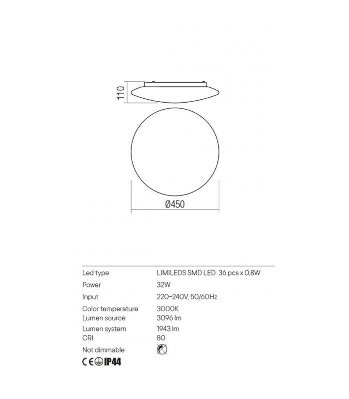 PLAFONIERA DA SOFFITTO LED ANTIBA