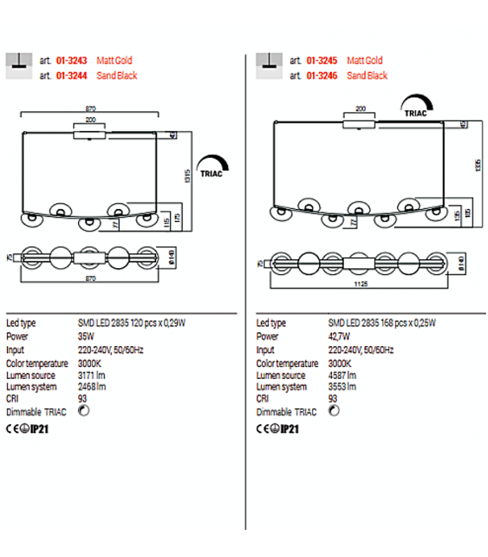 LED SUSPENSION LAMP REDO SINCLAIR LINE