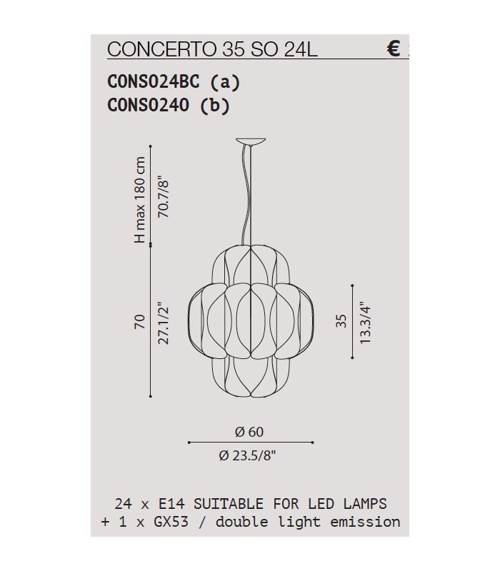 LAMPADARIO MODERNO LIGHT4 CONCERTO 35 SO 24L
