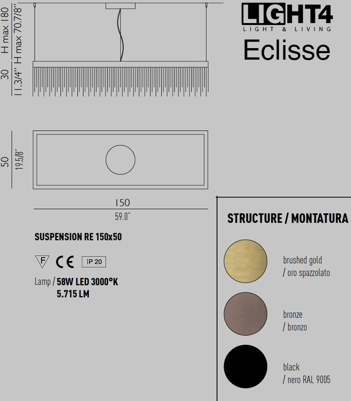 LED SUSPENSION LAMP LIGHT4 ECLISSE RE 150