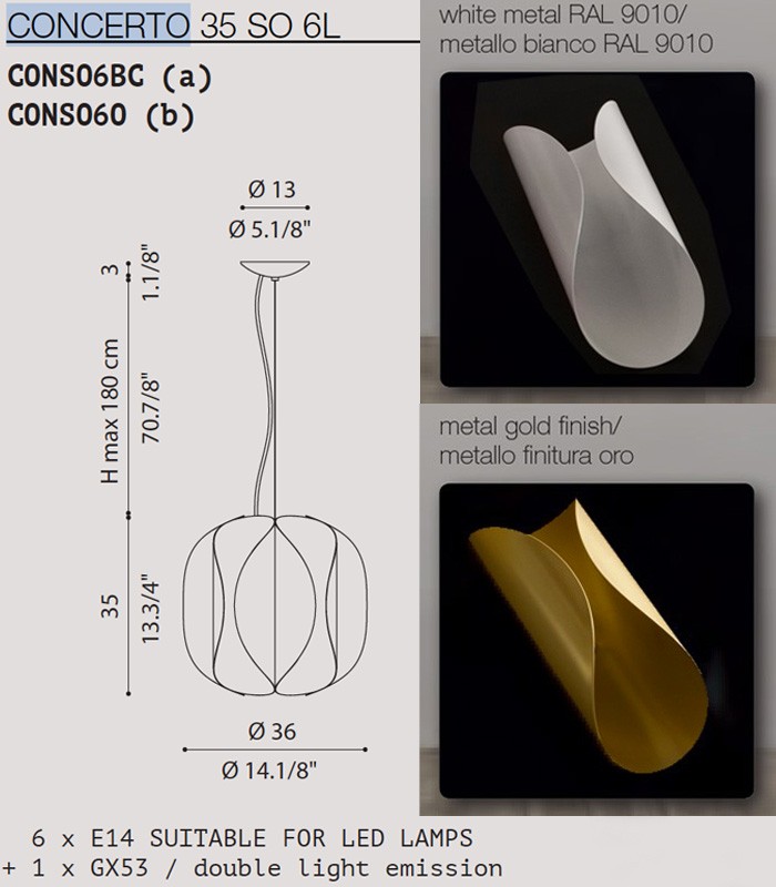SUSPENSION LAMP LIGHT4 CONCERTO 35