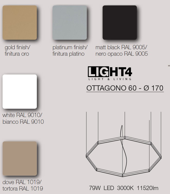 LAMPADA A SOSPENSIONE LED LIGHT4 FRAME OTTAGONO 60