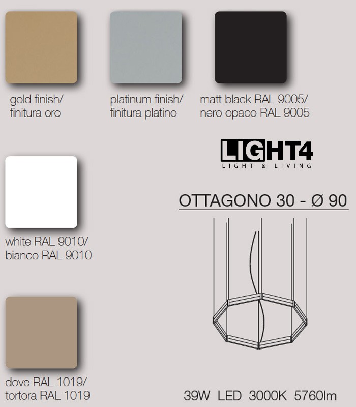 SUSPENSION LED LAMP LIGHT4 FRAME OTTAGONO 30