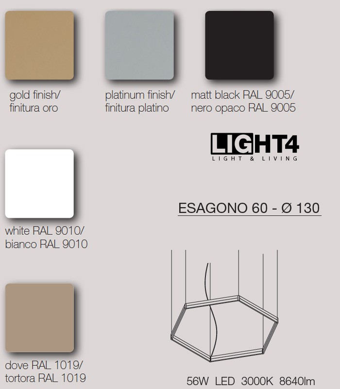 LED SUSPENSION LAMP LIGHT4 FRAME ESAGONO 60