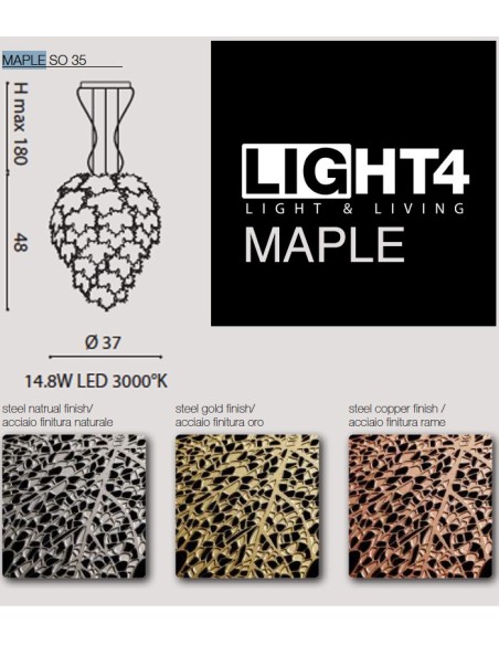 LAMPADA A SOSPENSIONE LED LIGHT4 MAPLE SO 35