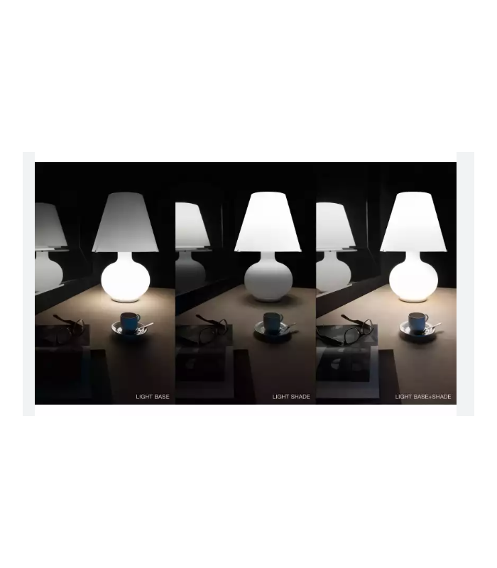lampada da tavolo o da comò in vetro soffiato bianco Candy di Light4 Itama