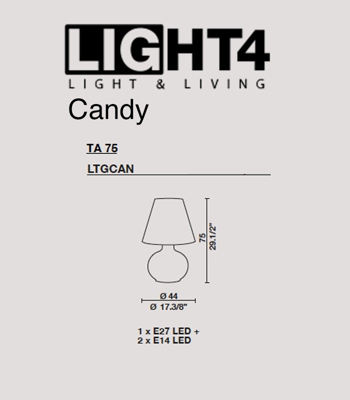 lampada da tavolo o da comò in vetro soffiato bianco Candy di Light4 Itama