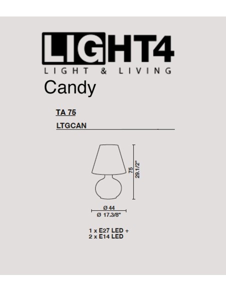lampada da tavolo o da comò in vetro soffiato bianco Candy di Light4 Itama