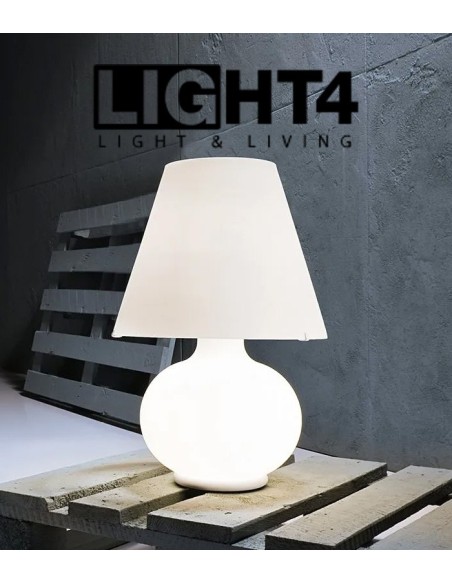lampada da tavolo o da comò in vetro soffiato bianco Candy di Light4 Itama
