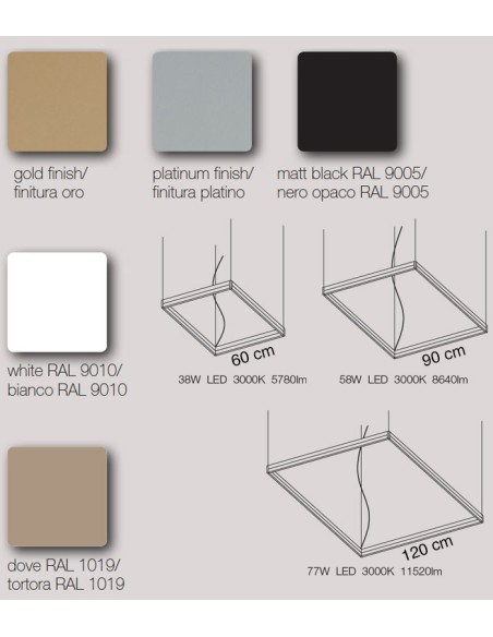 LIGHT4 ITAMA FRAME QUADRATO LAMPADA A SOSPENSIONE A LED