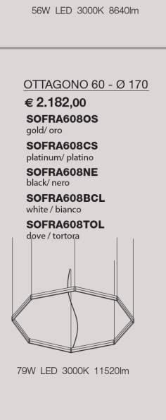 Lampada a sospensione a LED di design, lampada in sospensione frame ottagono light4 itama 2