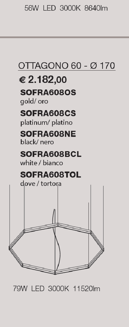 Lampada a sospensione a LED di design, lampada in sospensione frame ottagono light4 itama