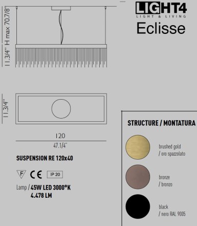 LED SUSPENSION LAMP LIGHT4 ECLISSE RE 120