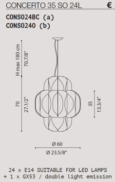LAMPADARIO MODERNO LIGHT4 CONCERTO 35 SO 24L 2