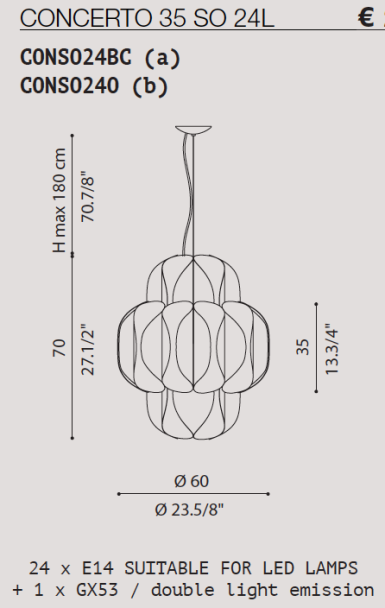 LAMPADARIO MODERNO LIGHT4 CONCERTO 35 SO 24L