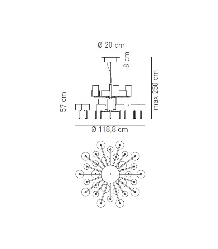 MODERN CHANDELIER AXO LIGHT SPILLRAY SP 20